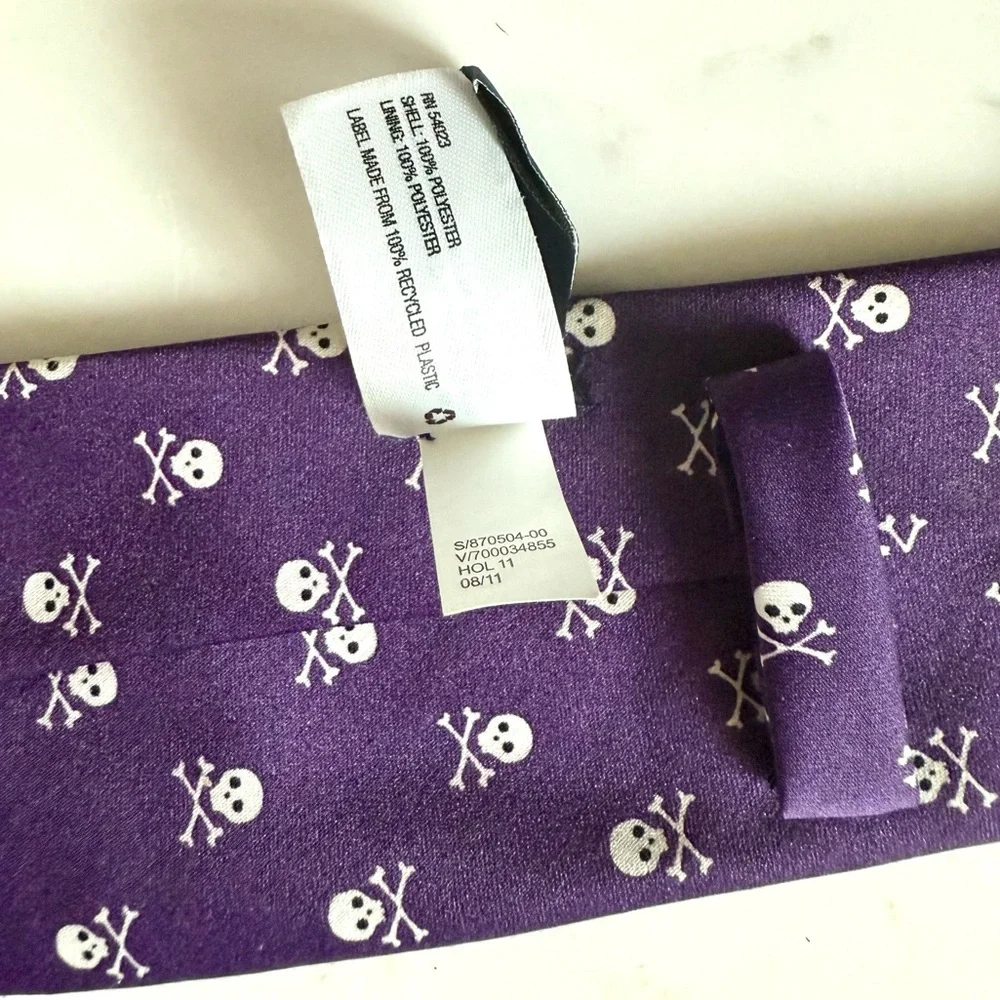 GAP Kids Boys Tie Purple Skull and Crossbones Tie Halloween 👻 Formal Dress Tie